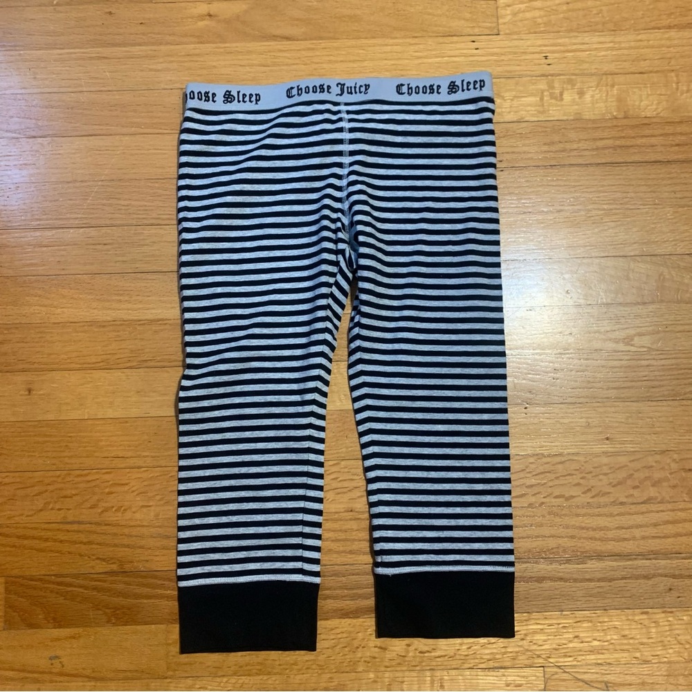 Juicy Couture Pam Gela Striped Sweatpants Black Gray Girl's Youth Medium